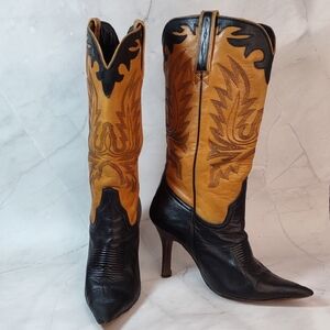 Charlie 1 Horse By Lucchese Leather High Heel Western Boots Black 7.5